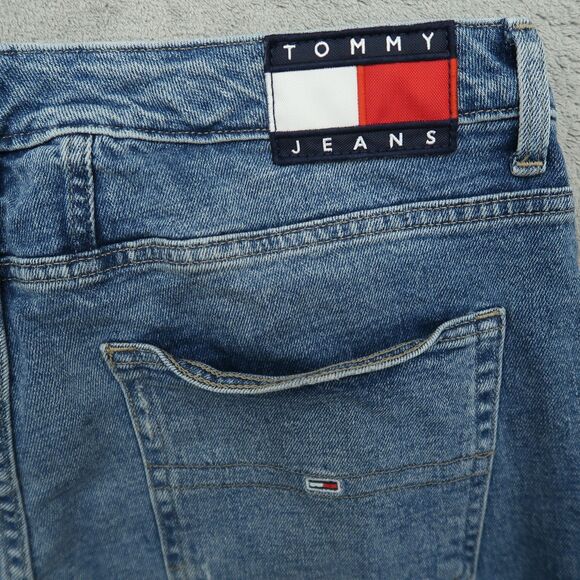 Tommy Jeans Women's 16 Blue High-Rise Denim Pants 27" Inseam Distressed - Picture 2 of 16